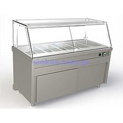 Bain marie με ίσια τζάμια και με κολωνάκια ανοξείδωτα 